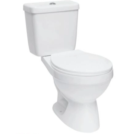 Ortonbath Ecnomical Classic Dual-Flush-Toilette in kleiner Größe, PP-Sitz mit Soft-Closing-Funktion, ovale Badezimmer-Toilette mit Komforthöhe und Wandtoilette, zweiteilige Toilette