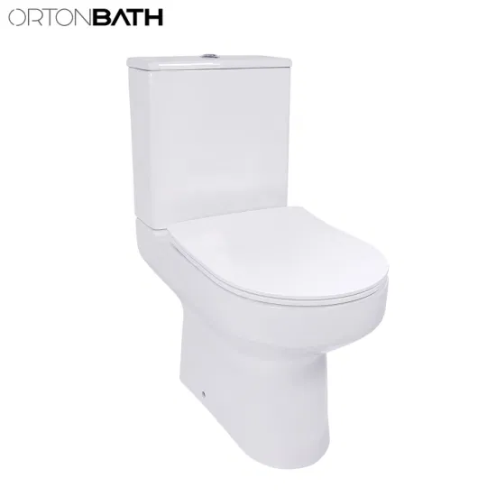 Ortonbath Dual-Flush-Toilette, UF-Sitz mit Soft-Close-Funktion, Toiletten für Badezimmer, ovale, zweiteilige Keramik-Toilette in Komforthöhe